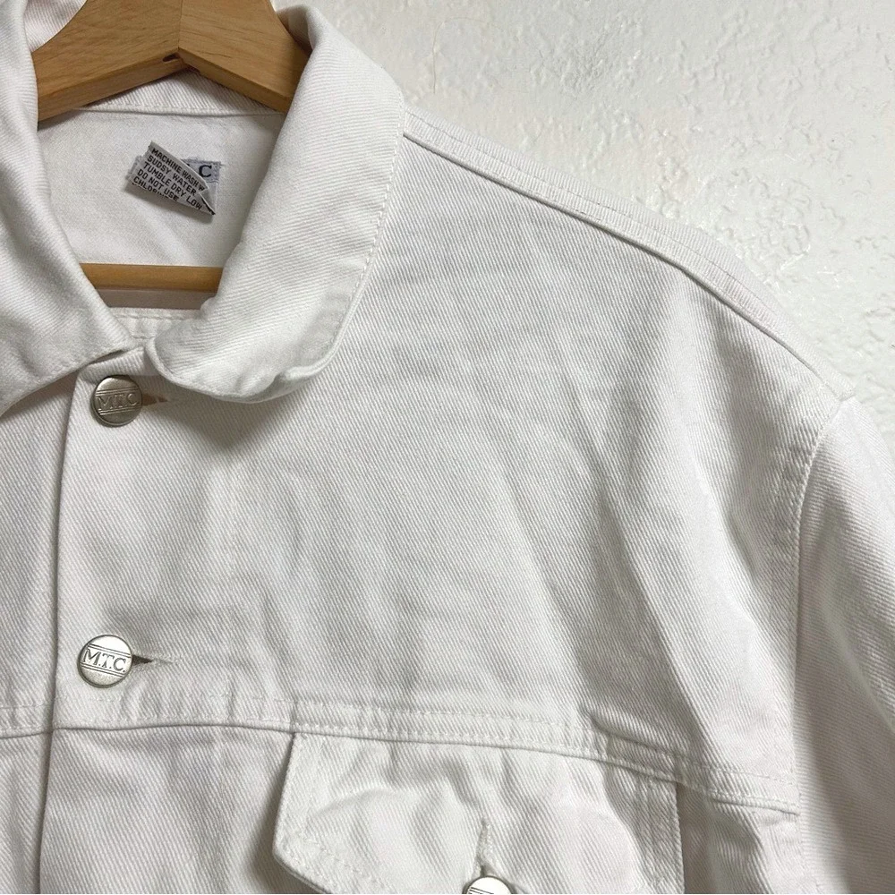 M.T.C White Denim Jacket Vintage 100% Cotton Trucker Size S‎